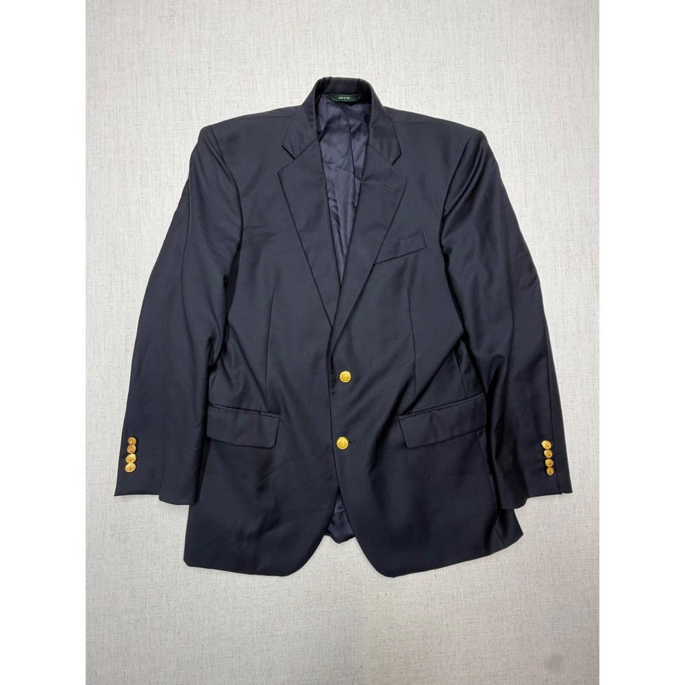 Brooks Brothers Country Club Madison Saxon Wool Navy Blue Blazer 42R Made in USA